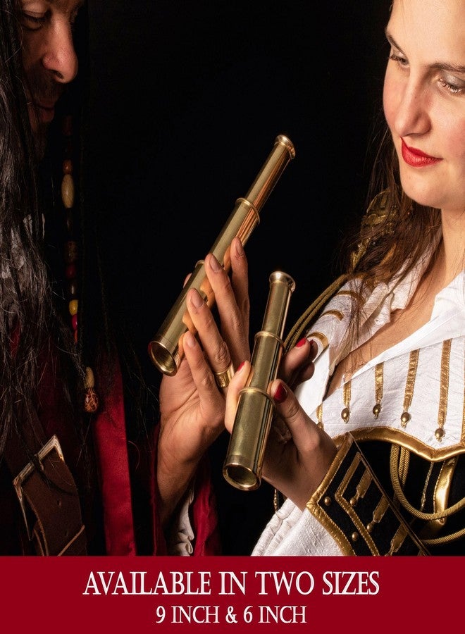 ميثروجان تلسكوب نحاسي من Mythrojan، مقاس 9 بوصات، منظار قراصنة مع صندوق خشبي، هدية بحرية، تلسكوب أحادي العين مزخرف ببصريات زجاجية للمسافرين والمغامرات - Image 3