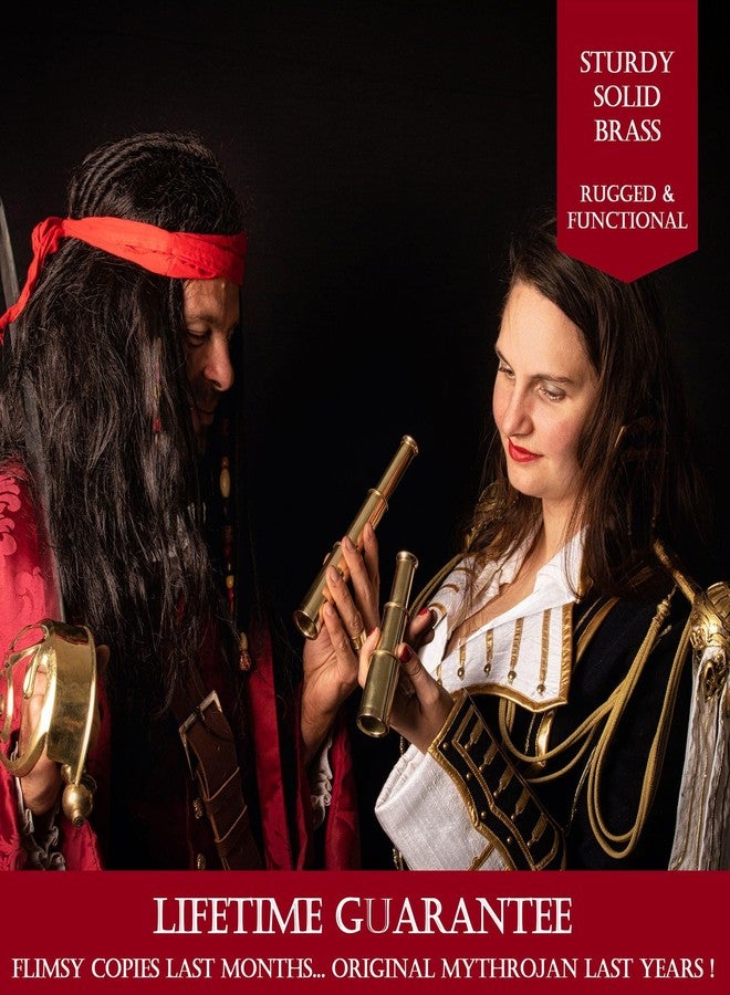 ميثروجان تلسكوب نحاسي من Mythrojan، مقاس 9 بوصات، منظار قراصنة مع صندوق خشبي، هدية بحرية، تلسكوب أحادي العين مزخرف ببصريات زجاجية للمسافرين والمغامرات - Image 5