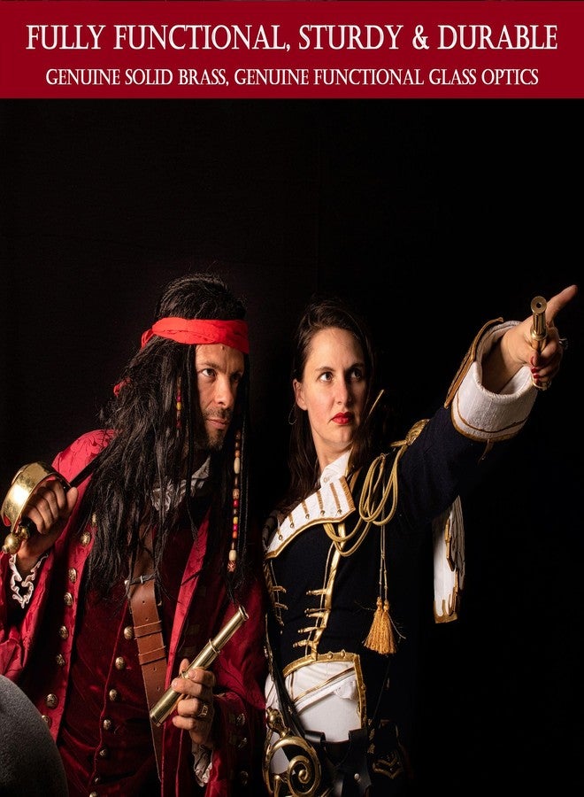 ميثروجان تلسكوب نحاسي من Mythrojan، مقاس 9 بوصات، منظار قراصنة مع صندوق خشبي، هدية بحرية، تلسكوب أحادي العين مزخرف ببصريات زجاجية للمسافرين والمغامرات - Image 2