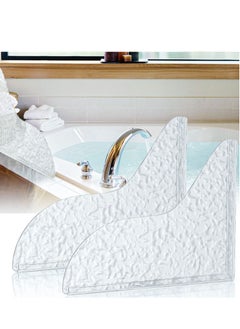 Y&D Acrylic Shower Splash Guards - 2PCS Water Ripple Self-Adhesive Bathtub Corner Guard for Bathtub, Tub to Keep in Shower, Transparent Stone Pattern  - Image 1