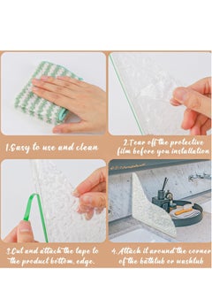 Y&D Acrylic Shower Splash Guards - 2PCS Water Ripple Self-Adhesive Bathtub Corner Guard for Bathtub, Tub to Keep in Shower, Transparent Stone Pattern  - Image 5