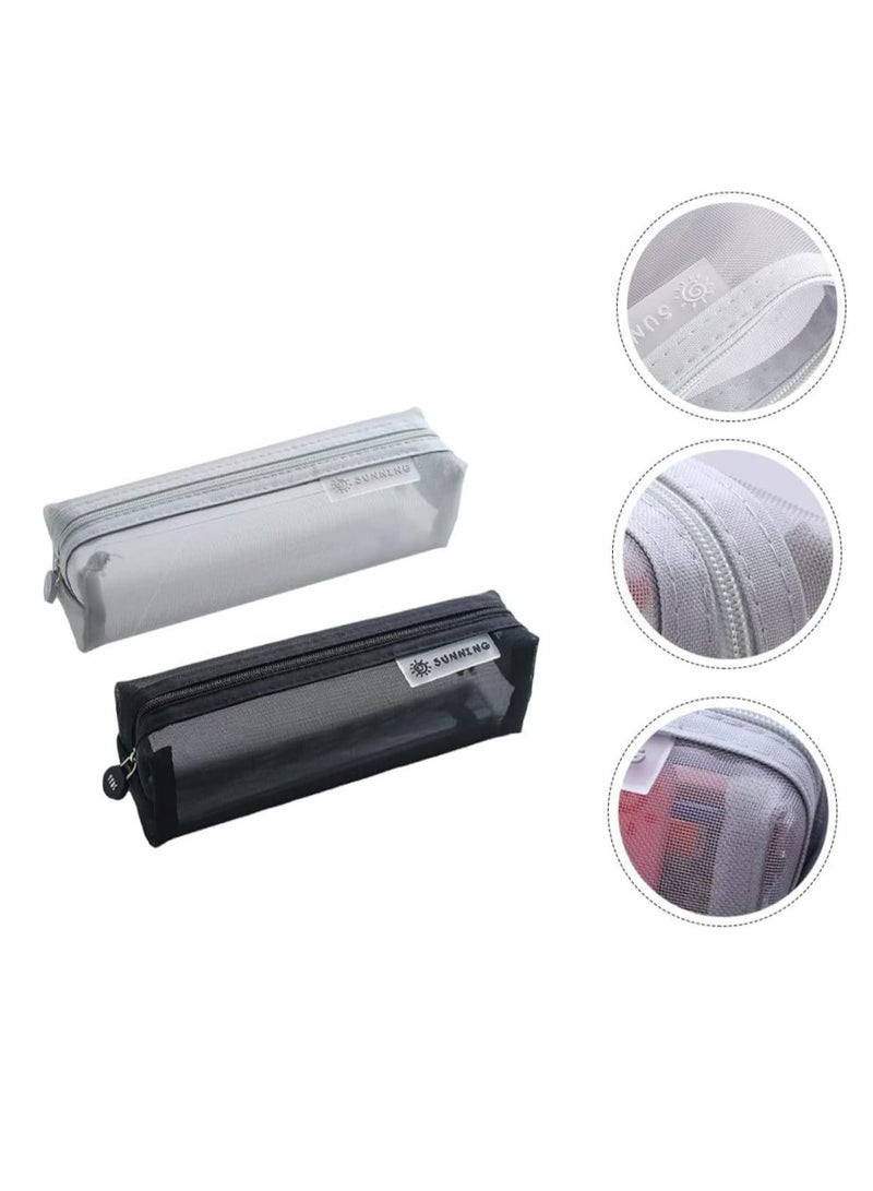 Oasisgalore 2 Pcs Transparent Stationery Cases, Nylon Mesh Pouches for Kids, Men, Women, Storage, Organizer  - Image 4
