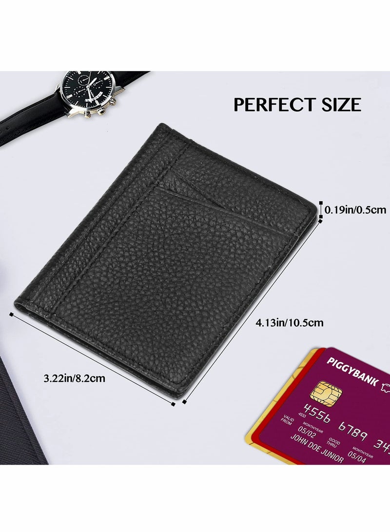 Excefore Men Wallet Slim Larger Capacity with 8 Slots RFID Blocking Wallet Minimalist Front Pocket Premium Leather Credit Card Holder  with ID Window Gift Box, Black - Image 5