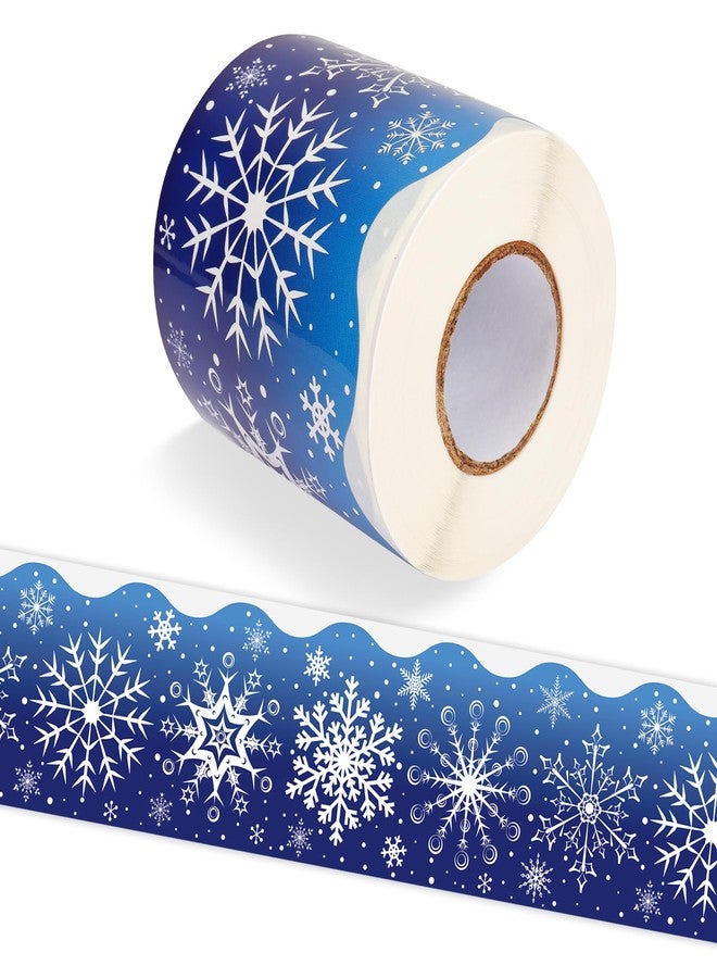Lucleag 49.2 Ft Winter Snowflakes Bulletin Board Border, Self-Adhesive Snowflake Bulletin Board Border Trim for Christmas Winter School Classroom Bulletin Boards Decorations - Image 1