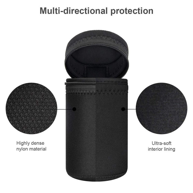 ARVOK Lens Pouch Set, Water Resistant Protective Lens Cases for DSLR Camera Lens, 4 Size Thick Camera Lens Bag for Nikon, Tamron, Sigma, Pentax, Sony, Olympus, Panasonic - Image 3