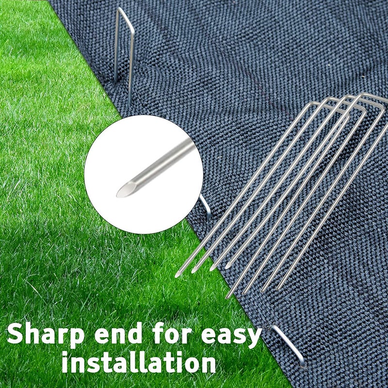Jxrhy 100 Pcs 6 inch Garden Landscape Staples Galvanized Pins Lawn Stakes for Weed Barrier Ground Cover,U-Type Heavy Duty (100 Pcs x 6") - Image 3