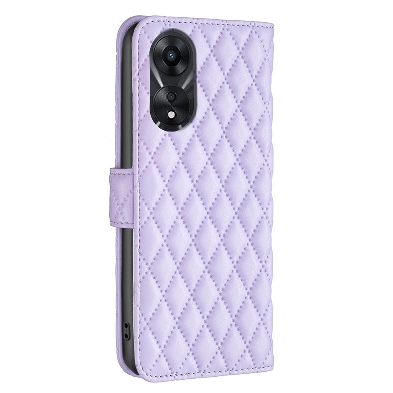 BURAQ Case Cover For OPPO A78 5G Diamond Lattice Wallet Flip Leather Phone Case(Purple) - Image 3