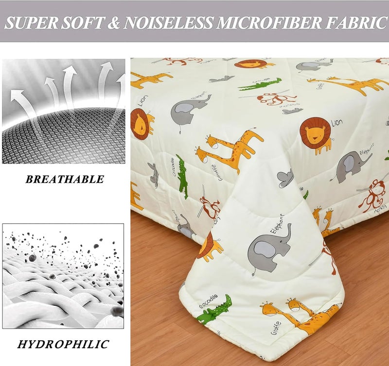 FRESH FROM LOOM Summer Collection Microfiber TC - 144 Single Bed Cartoon Printed Children Bed Blanket | Dohar for Kid Boys & Girls | Soft Children Comforters | Summer Blankets (60x90 in|Cartoon Cream) - Image 3