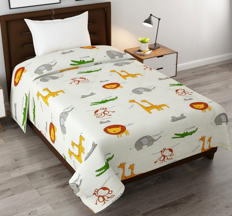 FRESH FROM LOOM Summer Collection Microfiber TC - 144 Single Bed Cartoon Printed Children Bed Blanket | Dohar for Kid Boys & Girls | Soft Children Comforters | Summer Blankets (60x90 in|Cartoon Cream) - Image 1