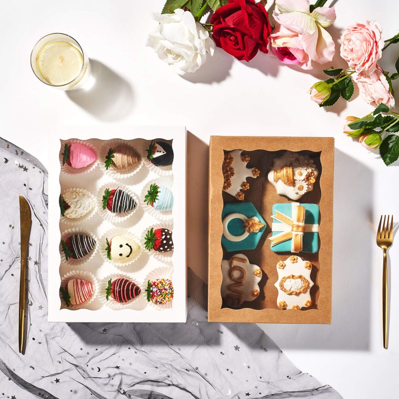 SLShePack 24PCS 10x7x2.5 inches Cookies Bakery Boxes with Window - Cakesicle, Chocolate Bomb, Macaron, Chocolate Covered Strawberries, Pretzel Rods Boxes - Image 5