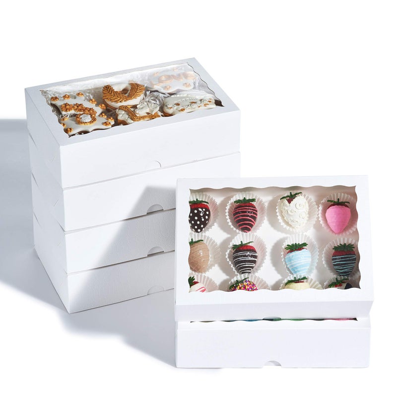SLShePack 24PCS 10x7x2.5 inches Cookies Bakery Boxes with Window - Cakesicle, Chocolate Bomb, Macaron, Chocolate Covered Strawberries, Pretzel Rods Boxes - Image 1