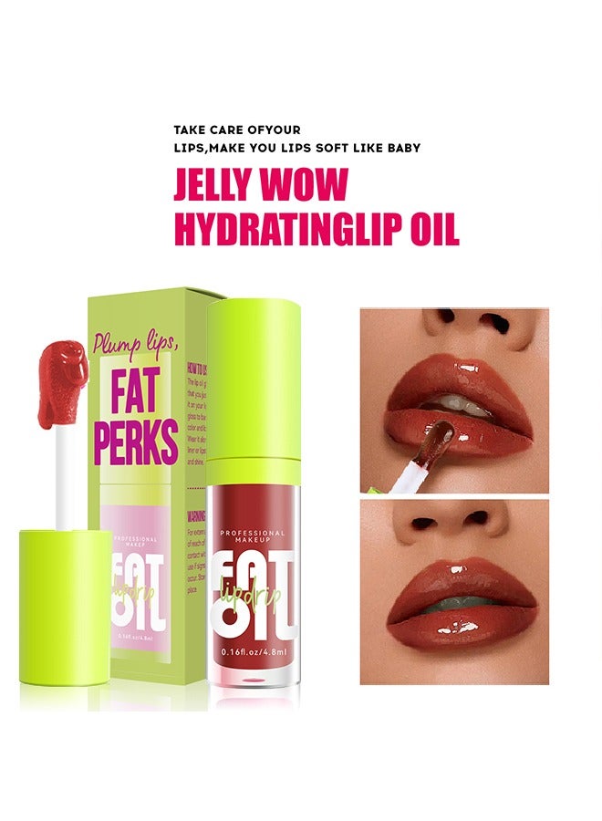 EELHOE Fat Perks Plump Lips Oil, Hydrating Tinted Lips Oil Gloss, Smooth Glossy Finish Lips Glow Oil, Moisturizing And Nourishing Shiny And Vegan Big Brush Head Lips Oil, Non-Sticky Formula - Image 4
