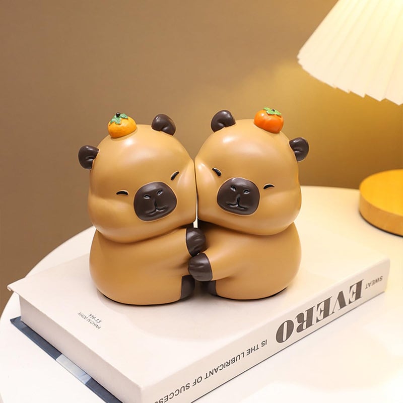 JARPSIRY Cute Hug Capybara Decorative Bookends, Unique Animal Book Ends to Hold Books Creative Resin Book Holder Stopper for Home Office Desk Bookshelf Decoration - Image 4