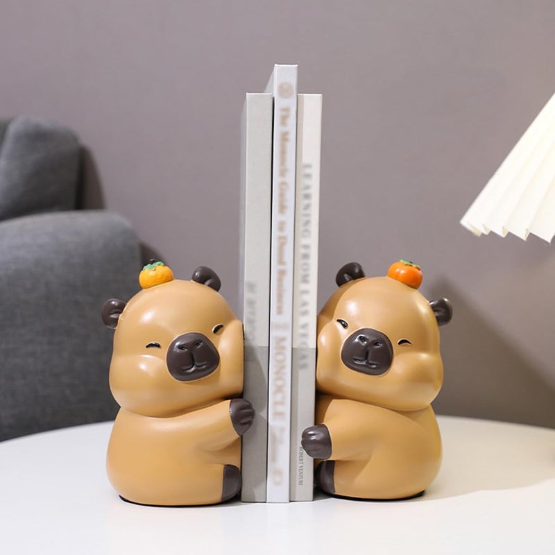 JARPSIRY Cute Hug Capybara Decorative Bookends, Unique Animal Book Ends to Hold Books Creative Resin Book Holder Stopper for Home Office Desk Bookshelf Decoration - Image 3