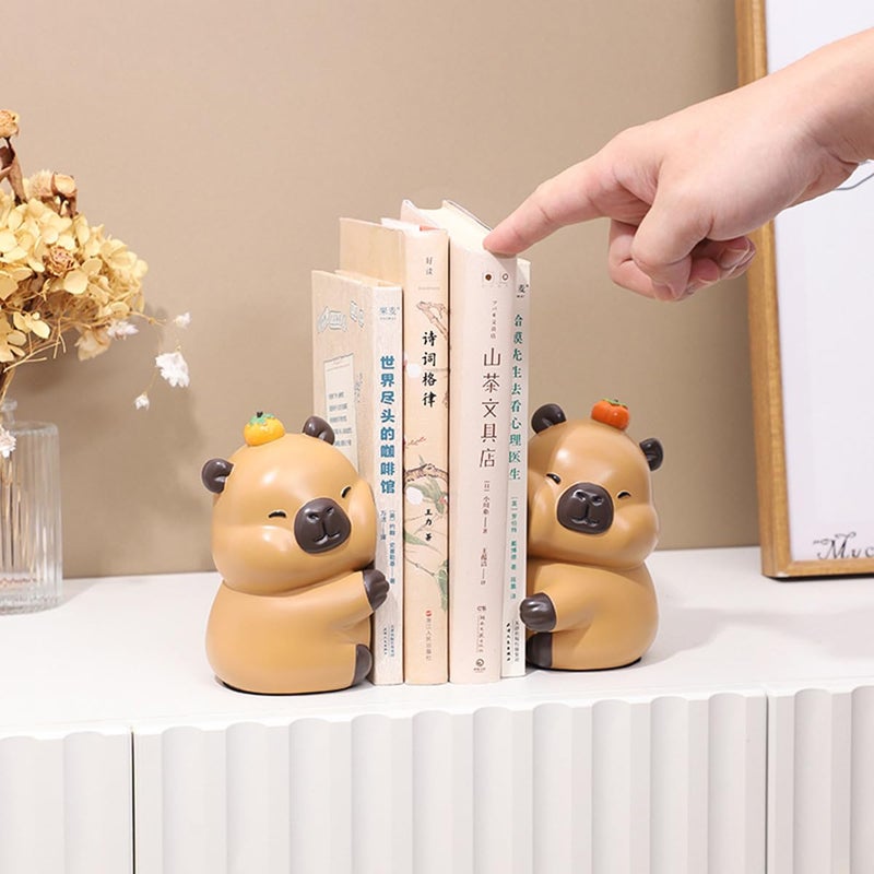 JARPSIRY Cute Hug Capybara Decorative Bookends, Unique Animal Book Ends to Hold Books Creative Resin Book Holder Stopper for Home Office Desk Bookshelf Decoration - Image 5