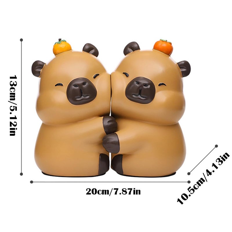 JARPSIRY Cute Hug Capybara Decorative Bookends, Unique Animal Book Ends to Hold Books Creative Resin Book Holder Stopper for Home Office Desk Bookshelf Decoration - Image 2