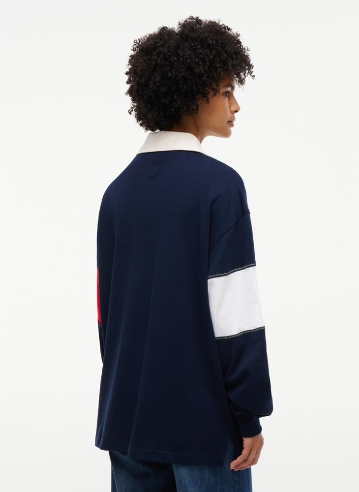 TOMMY JEANS Flag Jersey Oversized Rugby Shirt - Image 2