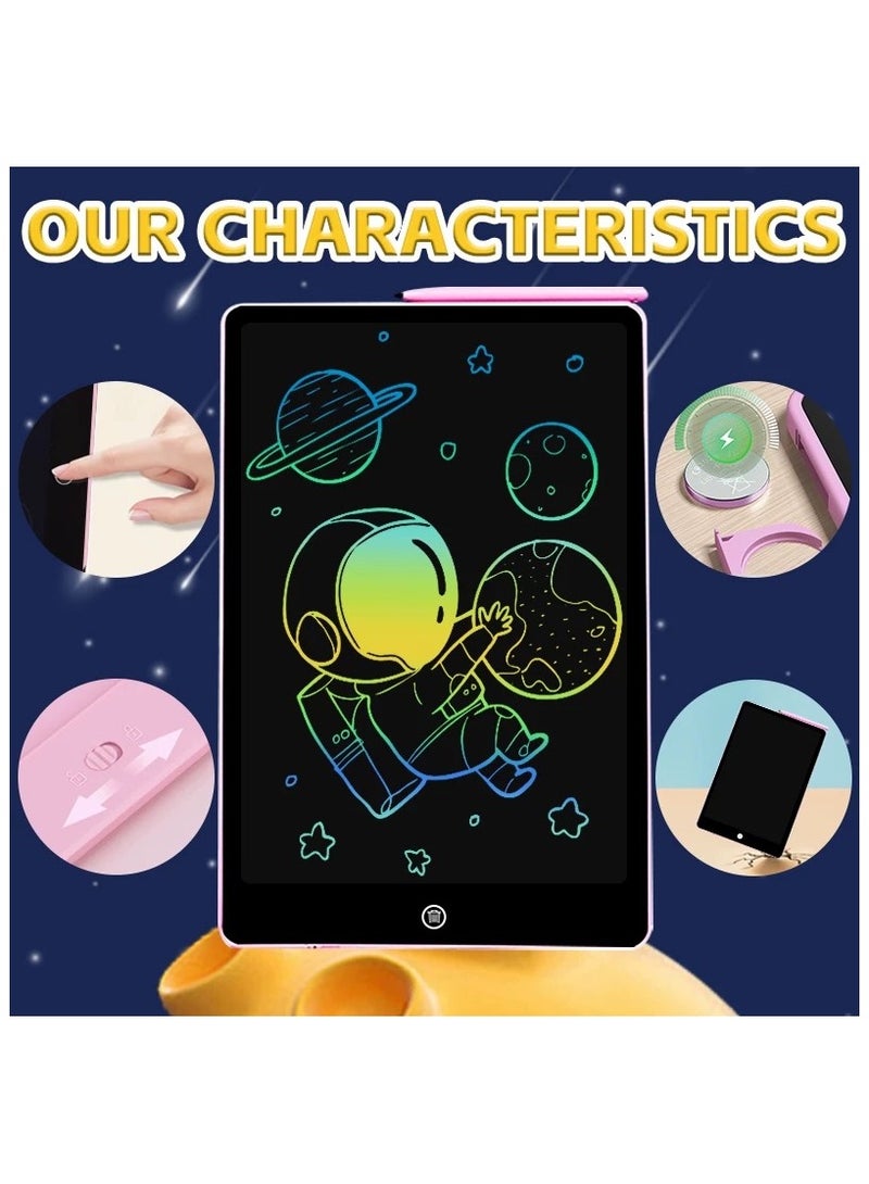 12-inch LCD writing tablet, smart digital drawing tablet with lock function and pressure sensing doodle, handwriting and painting tablet for home kids, very good kids gift (pink) - Image 2