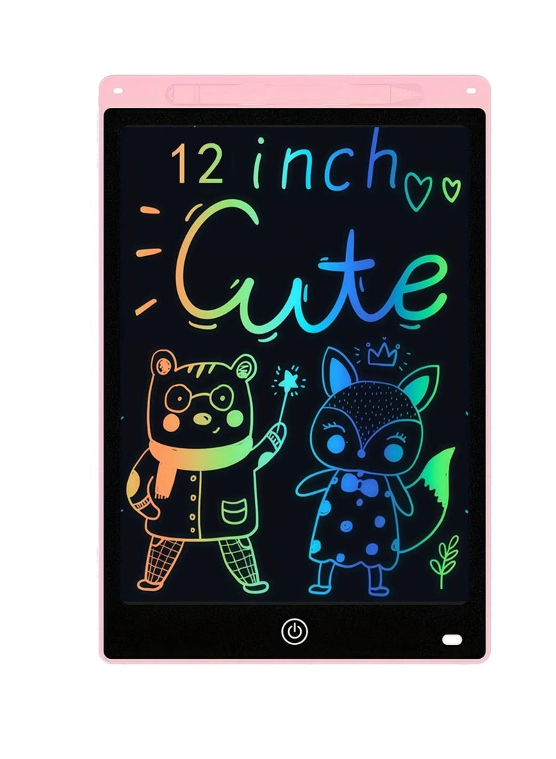 12-inch LCD writing tablet, smart digital drawing tablet with lock function and pressure sensing doodle, handwriting and painting tablet for home kids, very good kids gift (pink) - Image 1