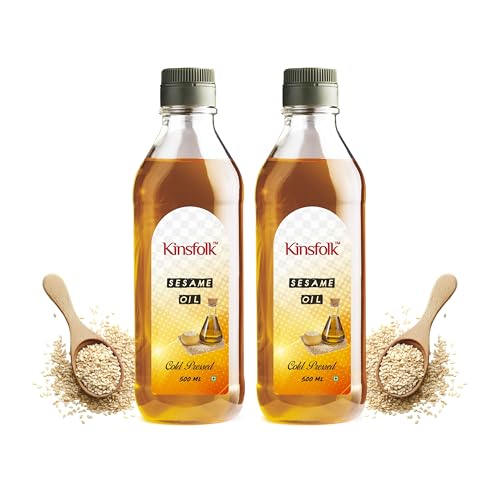 Kinsfolk Organic Gingelly/Sesame Cold Pressed Oil for Hair, Body,Skin ((Virgin, Chekku/Ghani)) - 500 ml ((Pack Of 2)) - Image 1