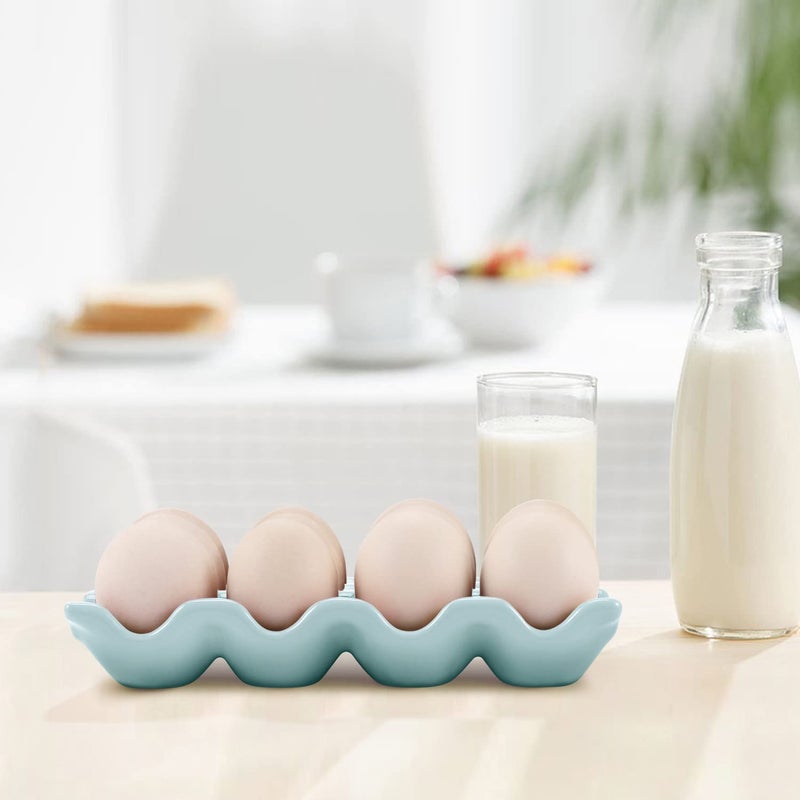 Flexzion Ceramic 12 Cups Egg Tray - Whole Dozen Porcelain Egg Holder Container Keeper Storage Organiser Decorative Serving Stand Serveware for Refrigerator Fridge Countertop Display Kitchen - Image 4