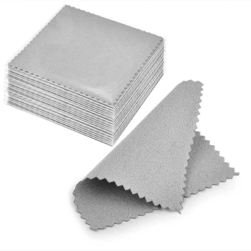 SEVENWELL 50pcs Jewelry Cleaning Cloth Gray Polishing Cloth for Sterling Silver Gold Platinum Small Silver Polish 8x8cm - Image 1