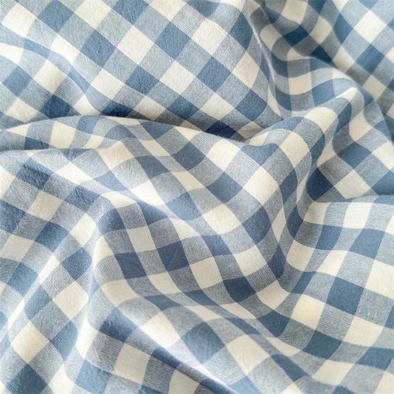 Mucalis Blue Gingham Duvet Cover King 100% Washed Cotton Blue White Plaid Checkered Duvet Cover Set Modern 3 Piece Grid Bedding Set with Zipper Closure Corner Ties,Durable,Breathable,Easy Care - Image 5