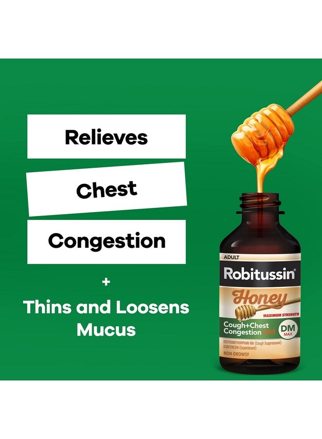 Robitussin Maximum Strength Honey Cough Plus Chest Congestion DM, Cough Medicine for Cough and Chest Congestion Relief Made with Real Honey for Flavor - 8 Fl Oz x 2 - Image 4