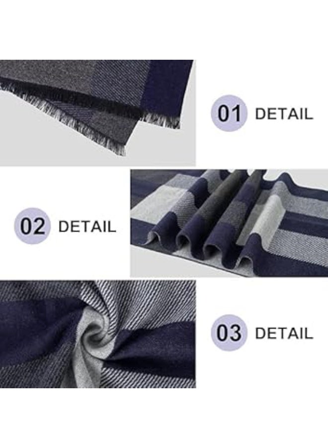 Winter Men Scarf, Cashmere Feel Scarves, Warm Soft Fashion Business Plaid Scarf Gifts for Men - Image 2