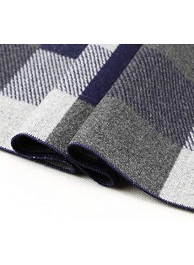 Winter Men Scarf, Cashmere Feel Scarves, Warm Soft Fashion Business Plaid Scarf Gifts for Men - Image 3