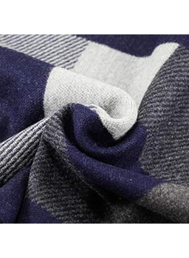 Winter Men Scarf, Cashmere Feel Scarves, Warm Soft Fashion Business Plaid Scarf Gifts for Men - Image 4