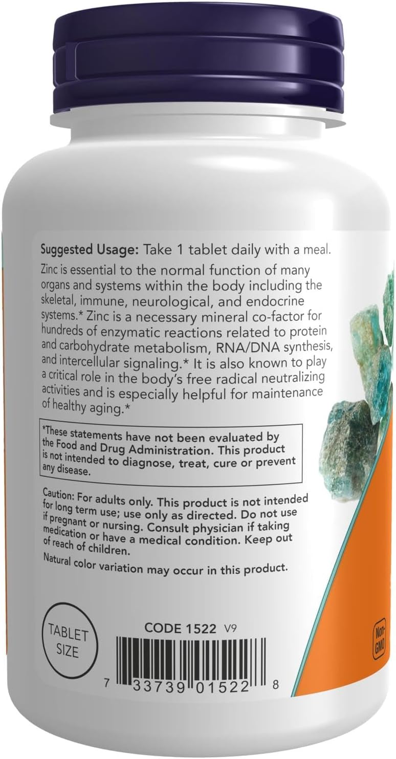Now Foods Zinc 50 mg Dietary Supplement - 250 Tablets for Immune Support and Enzyme Function - Image 3