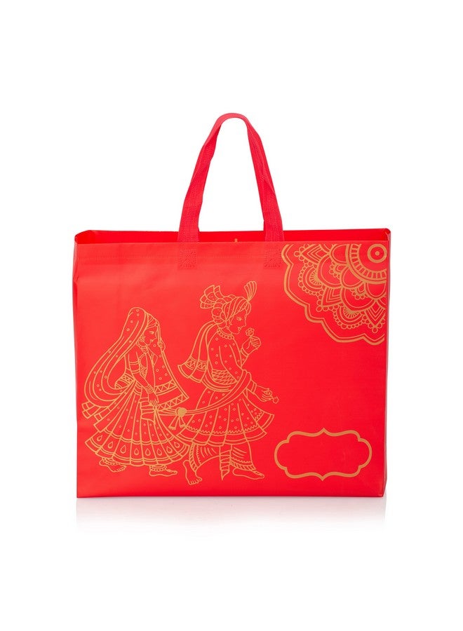 Drapme Wedding Special Reusable Non-Woven Laminated Gift Bags for Shagun, Traditional Gifting, Saree Mithai Chandi Carry (Red, Pack of 50) - Image 2