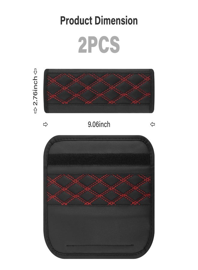 wedfish 2PCS Car Seat Belt Cover Pads,Leather Seatbelt Covers Protect Shoulder and Neck Car Accessories Interior,Universal Car Seat Strap Pads Car Decorations for Most Cars Trucks (Black/Red) - Image 2