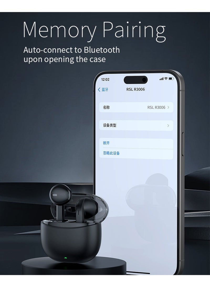 Rsilou R3006 TWS Wireless Bluetooth Stereo Earbuds, 3D Immersive Sound, 6.5H Playtime, Touch Control, Fast Type-C Charging, Mini Space Case - White - Image 5