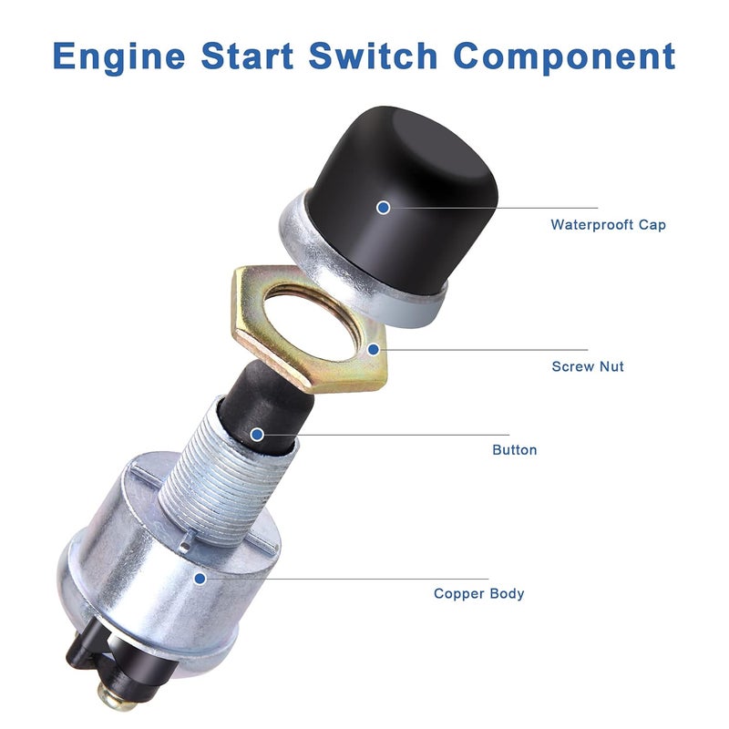 CarBole Weatherproof Engine Push Button Start Switch 12V Starter Push Button Momentary Start Switch for Car Truck Boat RV ATV, 1 PCS - Image 2