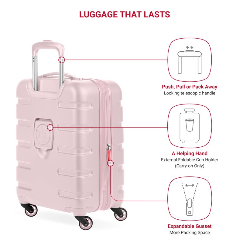 SwissGear 7366 Signature Hardside Expandable Luggage with Spinner Wheels, TSA Lock, Cup-Holder, Pink, Carry-On 19-Inch - Image 2