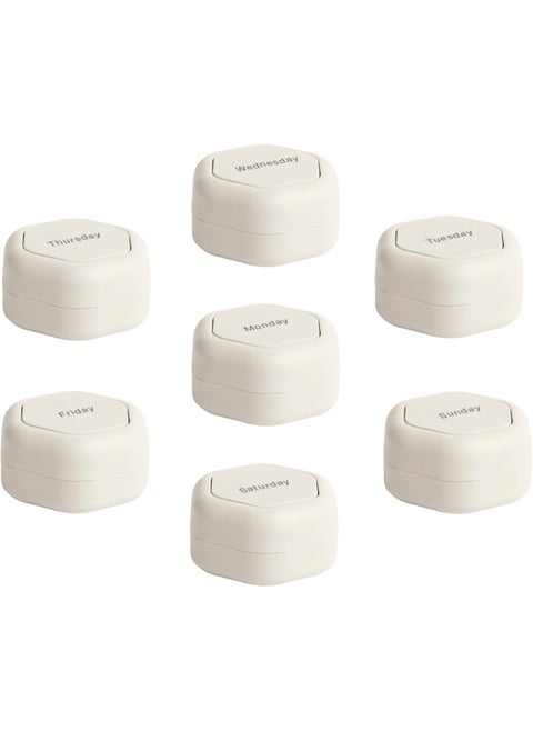 Cadence Travel Containers - Pill Case Set - Magnetic Travel Capsules - A Daily Pill Box for Supplements & Vitamins - Contains 7 Flex Smalls (0.56oz) with Labels for Everyday of The Week - Sand