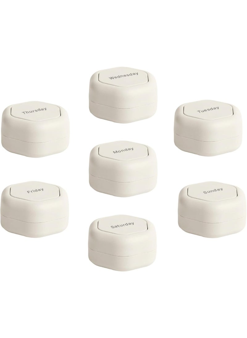 Cadence Cadence Travel Containers - Pill Case Set - Magnetic Travel Capsules - A Daily Pill Box for Supplements & Vitamins - Contains 7 Flex Smalls (0.56oz) with Labels for Everyday of The Week - Sand 