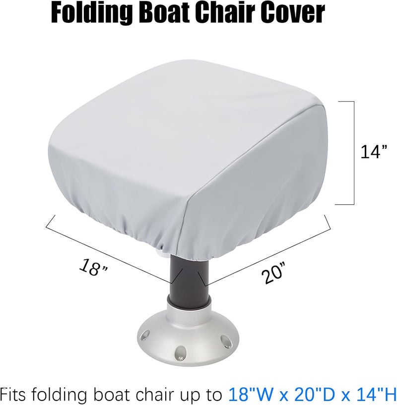 WOMACO 2 Pack Boat Seat Cover, Outdoor Waterproof Pedestal Pontoon Captain Boat Bench Chair Seat Cover, Oxford Fabric Helm Chair Protective Covers (Silver, Folding Seat Cover (2 Pack)) - Image 2