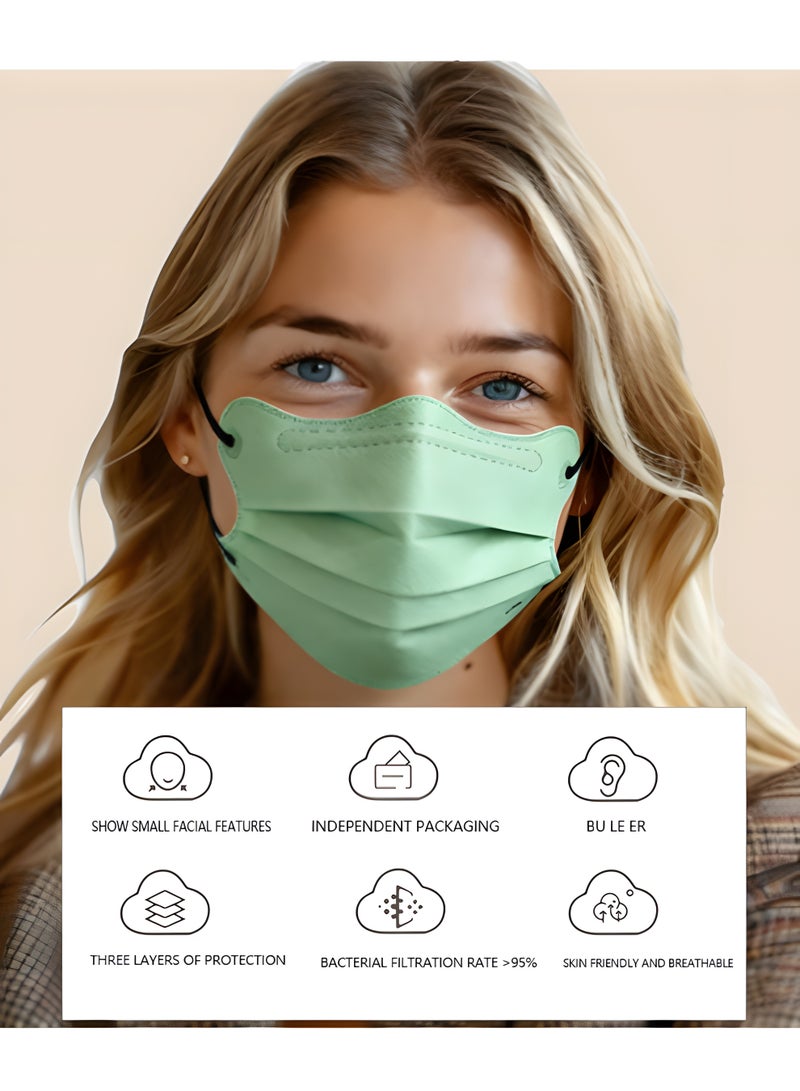٥٠ كمامة وجه للاستخدام مرة واحدة على شكل 50 Pcs Disposable Butterfly - Shaped Face Masks, Morandi Colors Flat Earloop Masks with 3 - Layer Protection, Skin - Friendly Breathable Face Masks for Daily Useفراشة، كمامات موراندي كولورز المسطحة ذات الحلقات الأذنية بثلاث طبقات حماية، كمامات وجه لطيفة على البشرة وجيدة التهوية للاستخدام اليومي - Image 5