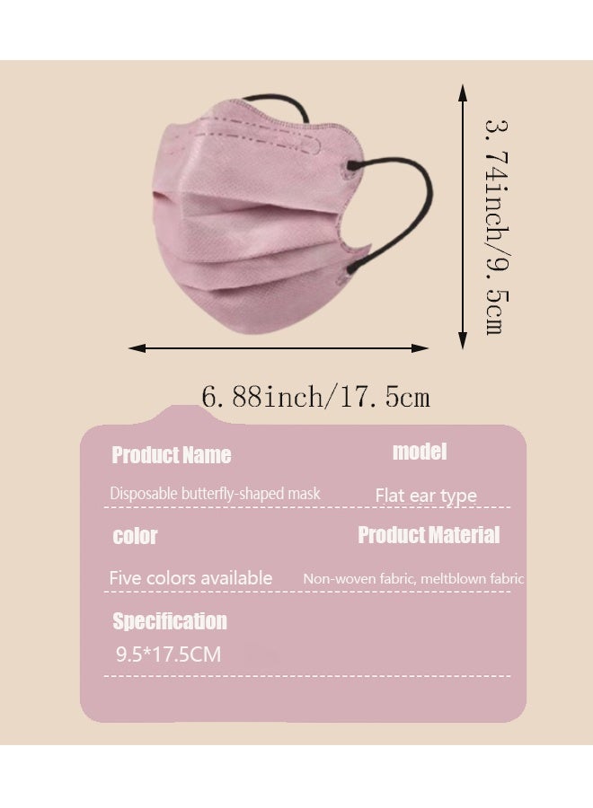 ٥٠ كمامة وجه للاستخدام مرة واحدة على شكل 50 Pcs Disposable Butterfly - Shaped Face Masks, Morandi Colors Flat Earloop Masks with 3 - Layer Protection, Skin - Friendly Breathable Face Masks for Daily Useفراشة، كمامات موراندي كولورز المسطحة ذات الحلقات الأذنية بثلاث طبقات حماية، كمامات وجه لطيفة على البشرة وجيدة التهوية للاستخدام اليومي - Image 2