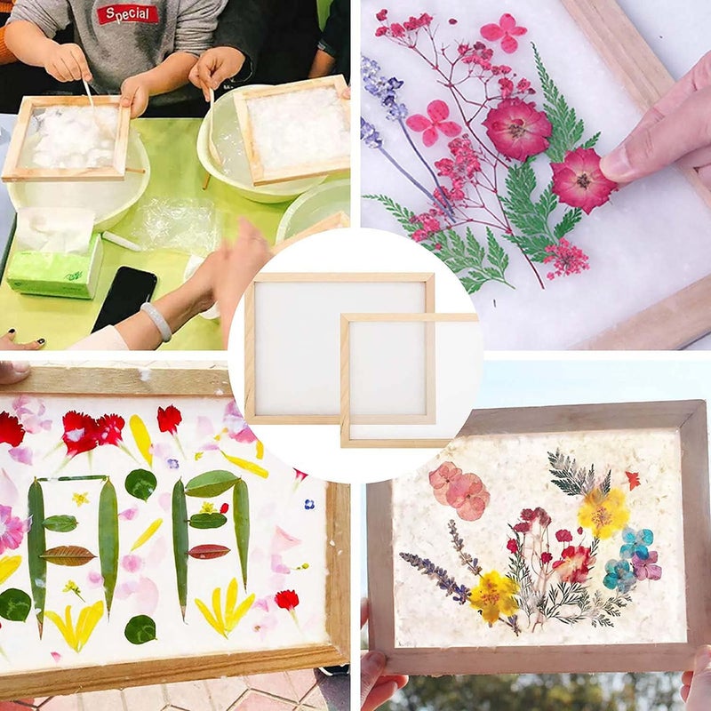 KASTWAVE Paper Making Papermaking Mould Frame, Olefu Traditional Ancient Paper Natural, 12.5 * 18cm Screen Printing Frame for DIY Paper Craft and Dried Flower Handcraft, Perfect for Kids Activities - Image 5