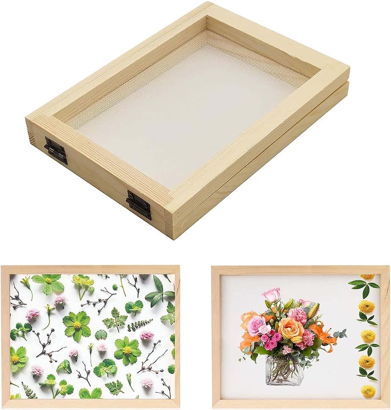 KASTWAVE Paper Making Papermaking Mould Frame, Olefu Traditional Ancient Paper Natural, 12.5 * 18cm Screen Printing Frame for DIY Paper Craft and Dried Flower Handcraft, Perfect for Kids Activities - Image 1