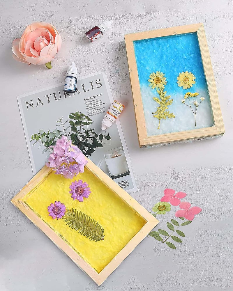 KASTWAVE Paper Making Papermaking Mould Frame, Olefu Traditional Ancient Paper Natural, 12.5 * 18cm Screen Printing Frame for DIY Paper Craft and Dried Flower Handcraft, Perfect for Kids Activities - Image 3