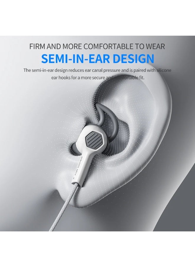 Plextone G27 Wired Gaming Headset 3.5mm Elbow for Easy Use Semi-In-Ear with Microphone Cyberpunk Design and Precise Sound Tangle-Free Kevlar Wire Ultra Durable Grey - Image 5