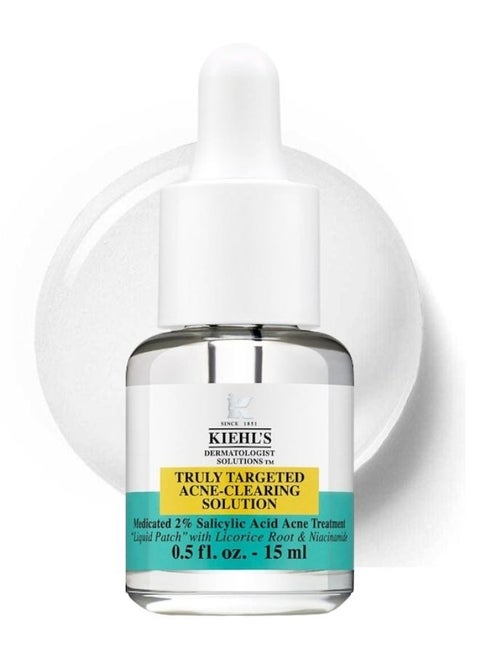 Kiehl’s Truly Targeted Acne-Clearing Solution with 2% Salicylic Acid, 4% Niacinamide & Licorice Root Extract – Spot Treatment for Pimples, Redness & Post-Blemish Marks – 15ml