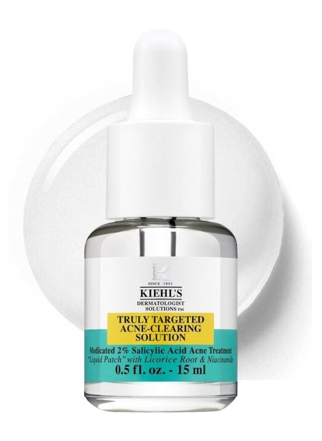 Kiehl's Kiehl’s Truly Targeted Acne-Clearing Solution with 2% Salicylic Acid, 4% Niacinamide & Licorice Root Extract – Spot Treatment for Pimples, Redness & Post-Blemish Marks – 15ml  - Image 1
