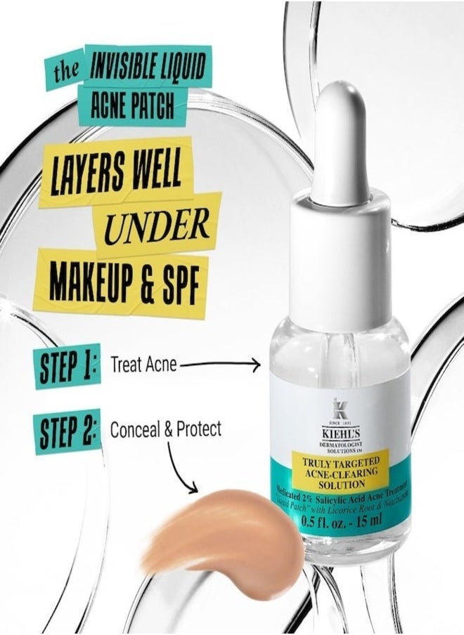Kiehl's - Kiehl’s Truly Targeted Acne-Clearing Solution with 2% Salicylic Acid, 4% Niacinamide & Licorice Root Extract – Spot Treatment for Pimples, Redness & Post-Blemish Marks – 15ml - Image 1