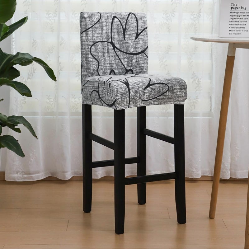 SPRINGRICO Bar Stool Covers Set of 4, Stretch Washable Barstool Seat Covers with Backs, Removable Counter Height Chair Covers for Kitchen Dining Room Cafe (Lotus Gray, 4PCS) - Image 2